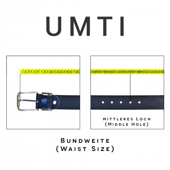 UMTI® Gürtel Herren Ledergürtel aus Büffelleder für Männer 25- (33A) Jeans Echtleder 35mm breit kürzbar Neu